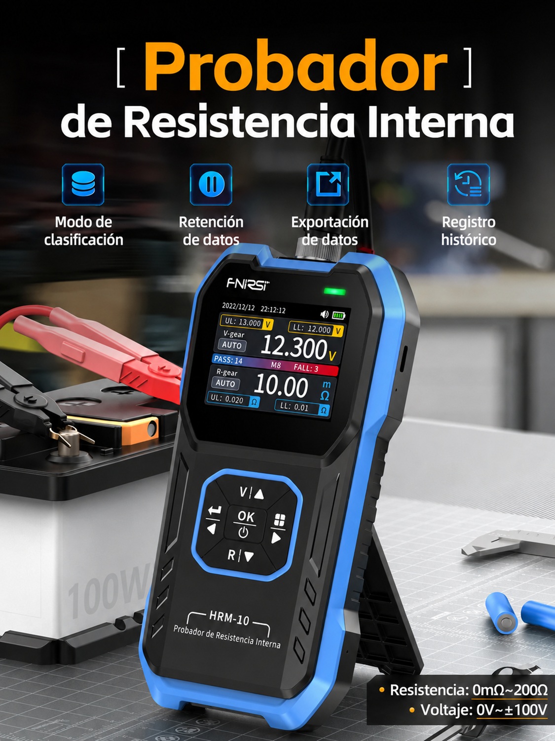 FNIRSI HRM-10 Probador de Resistencia Interna Baterías - Image 5