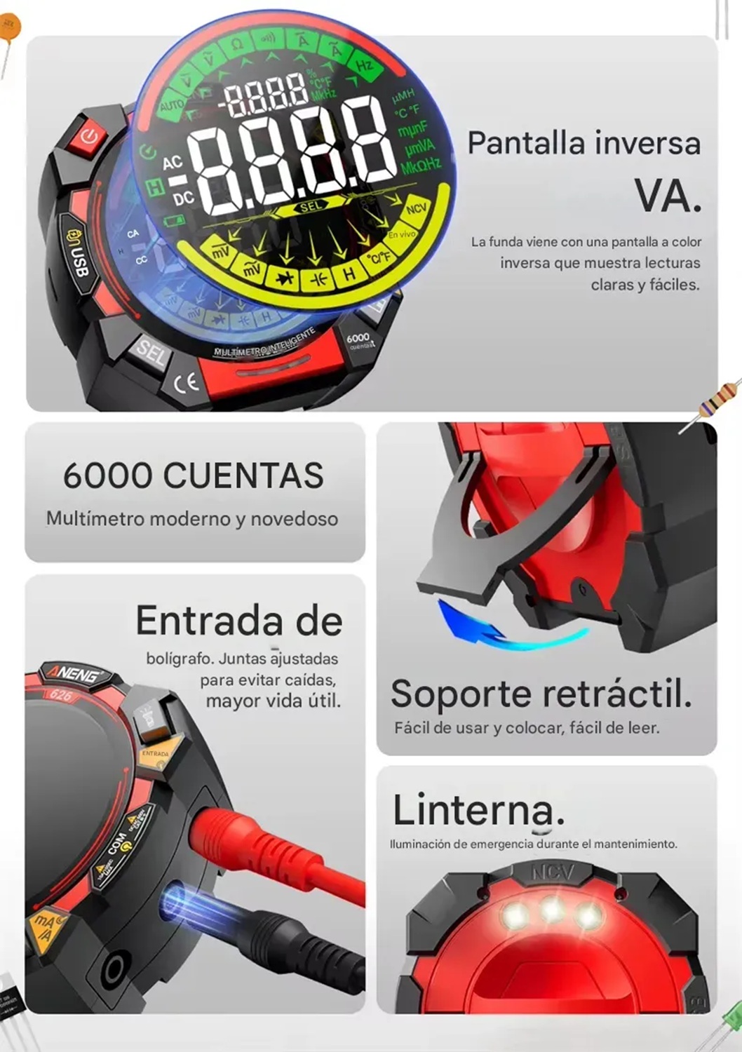 Multímetro Digital ANENG 626 Recargable Alta Precisión - Image 5