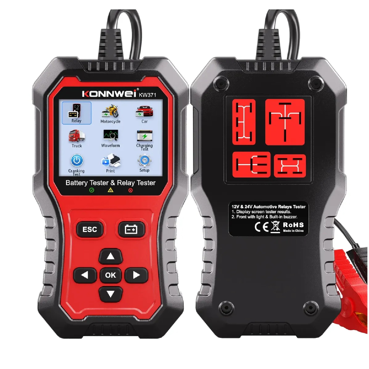 Tester de Batería Konnwei KW371 12V 24V Automotriz