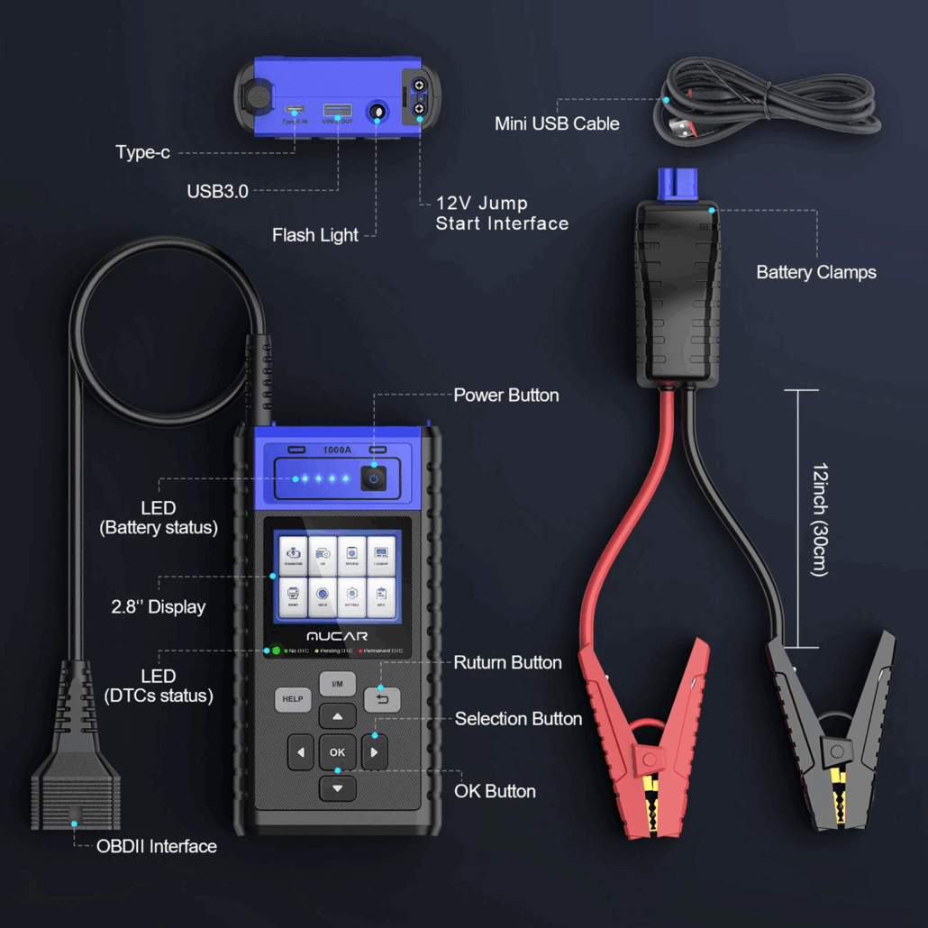 MUCAR JS501 – Arrancador 12V + Escáner OBD2 - Escáneres Automotrices